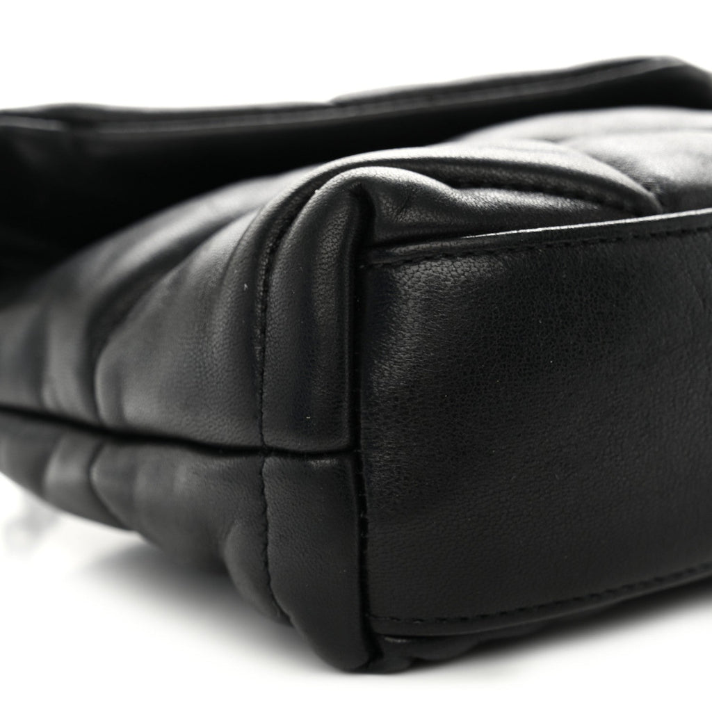 Lambskin Quilted Toy Loulou Puffer Monogram Monochrome Chain Satchel Black
