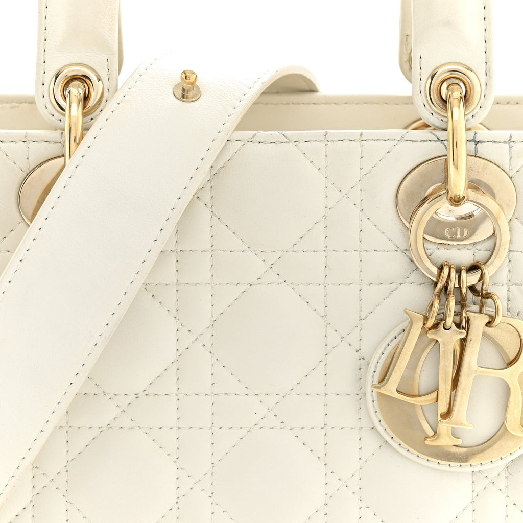 Lambskin Cannage Small My ABCDior Lady Dior White
