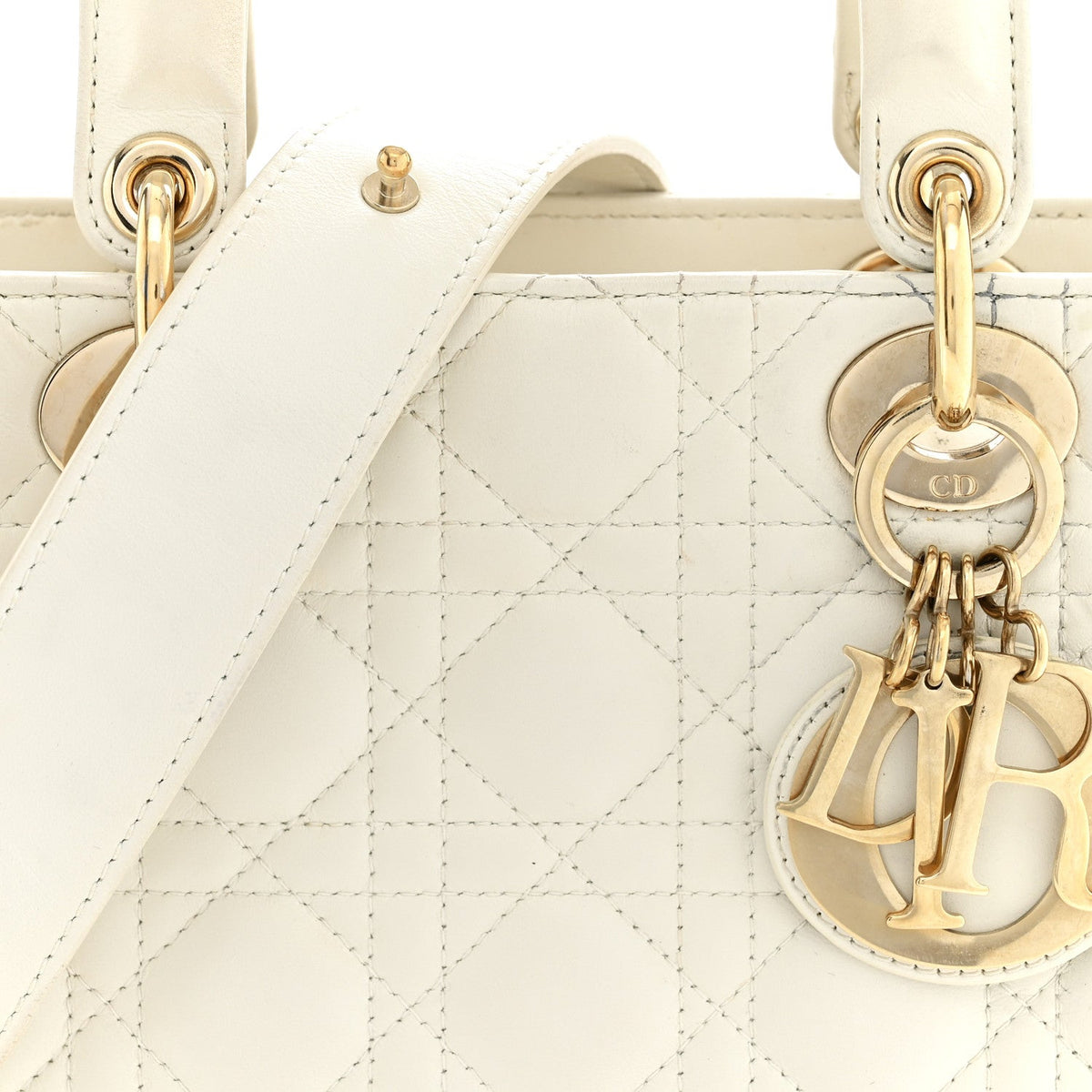 Lambskin Cannage Small My ABCDior Lady Dior White