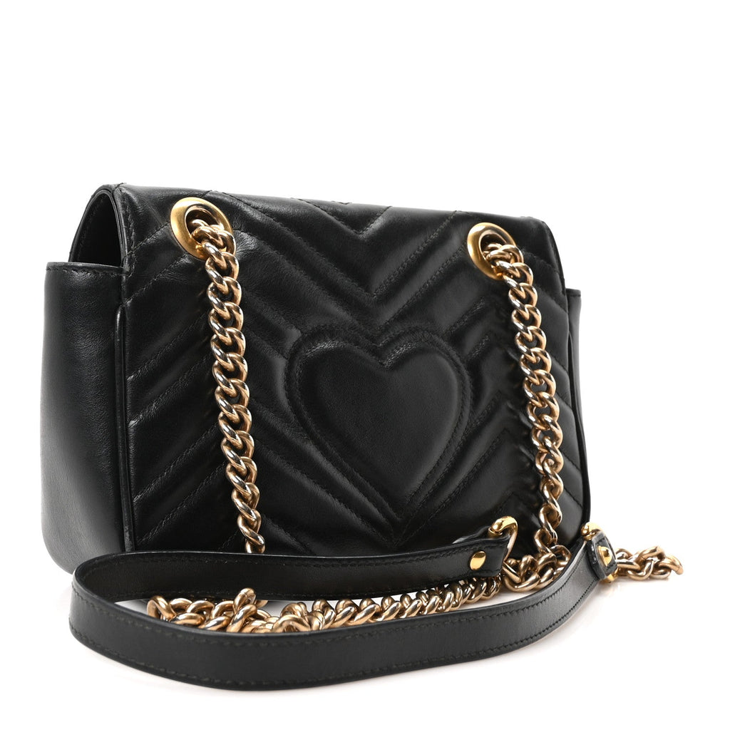 Calfskin Matelasse Mini GG Marmont Shoulder Bag Black