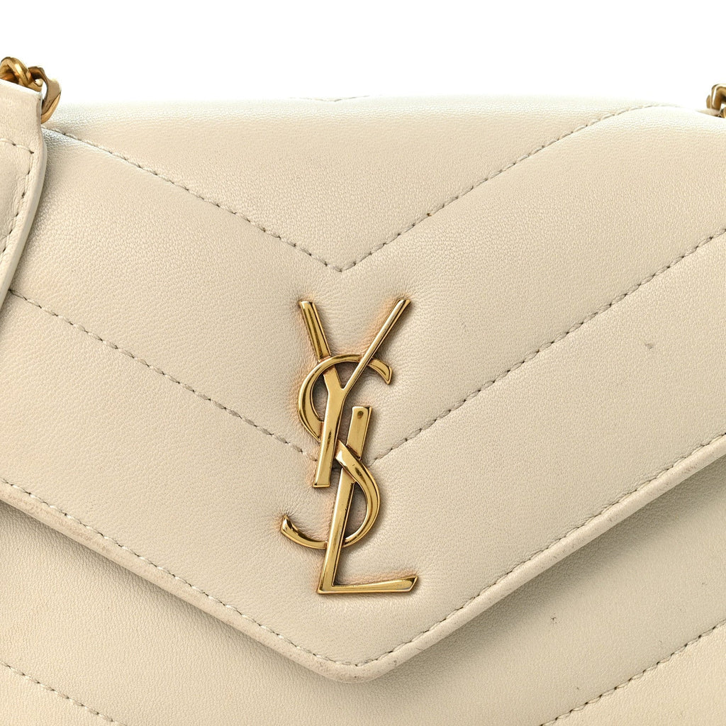 Lambskin Chevron Quilted Mini LouLou  Crema Soft