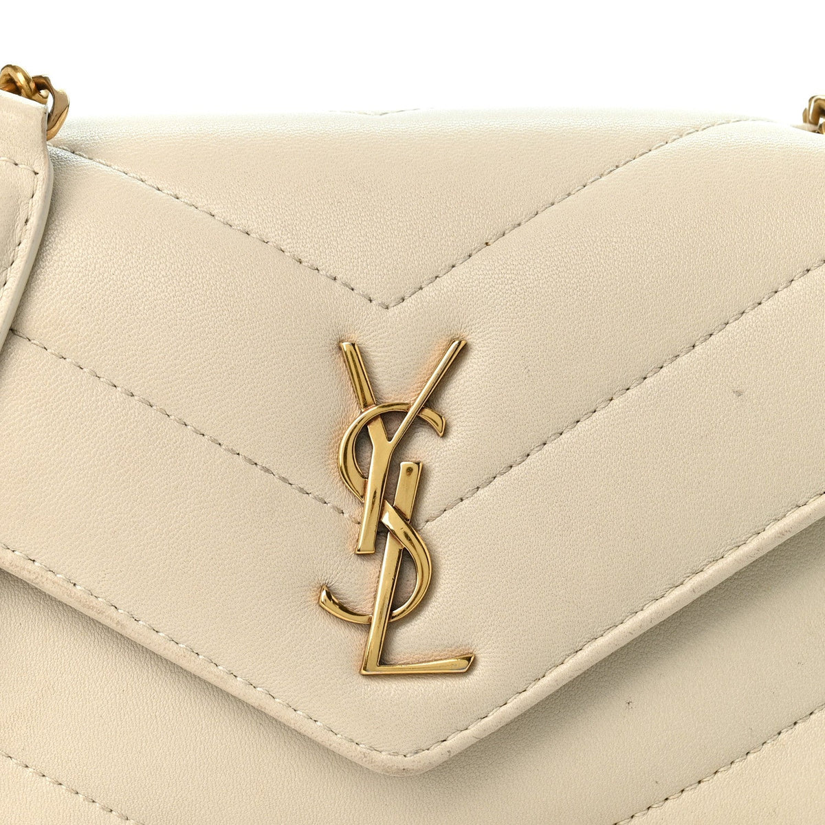 Lambskin Chevron Quilted Mini LouLou  Crema Soft