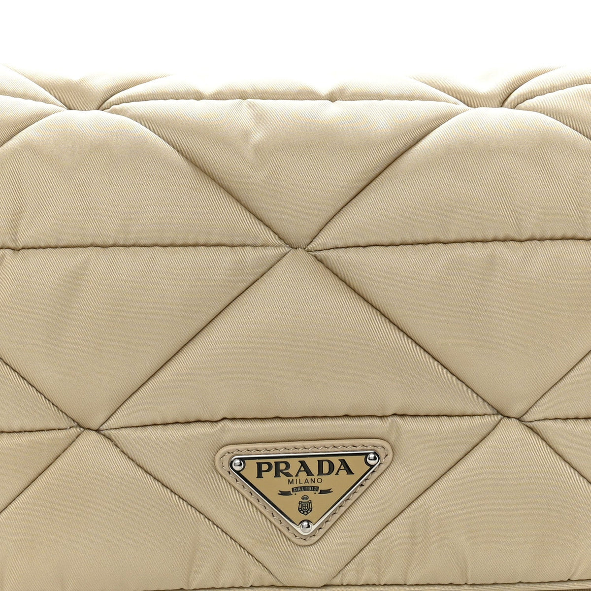 Re-Nylon Quilted Padded Flap Shoulder Bag Deserto