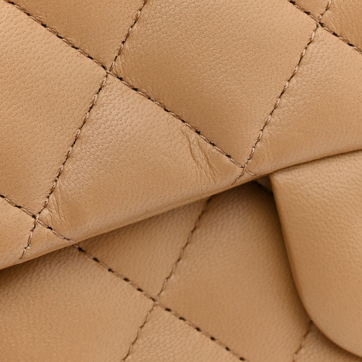 Lambskin Quilted Mini Rectangular Flap Dark Beige