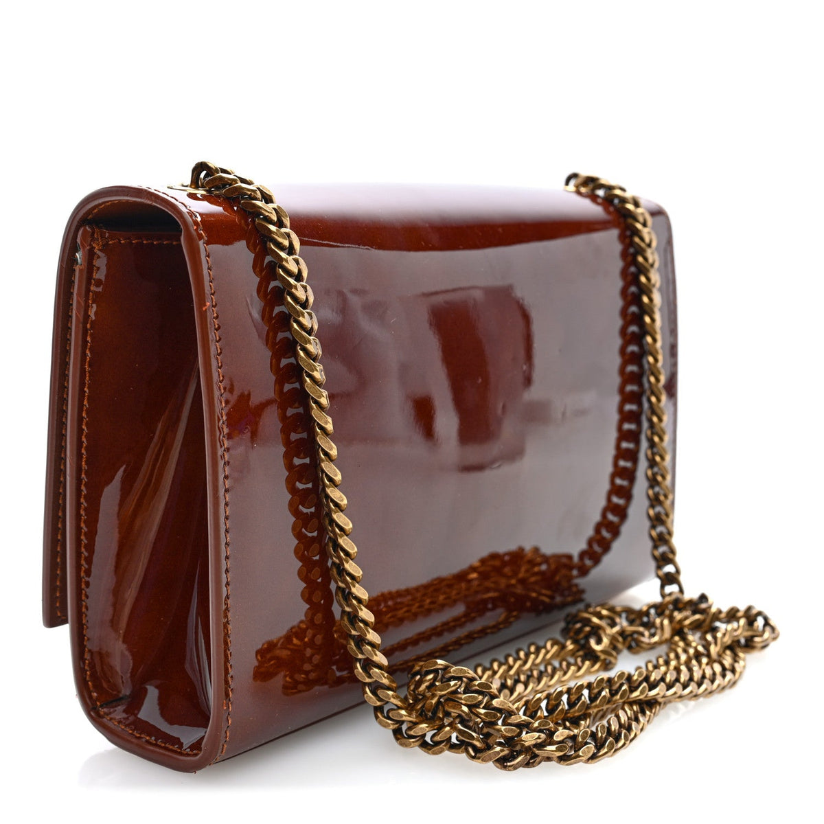 Patent Small Monogram Kate Satchel Chataigne