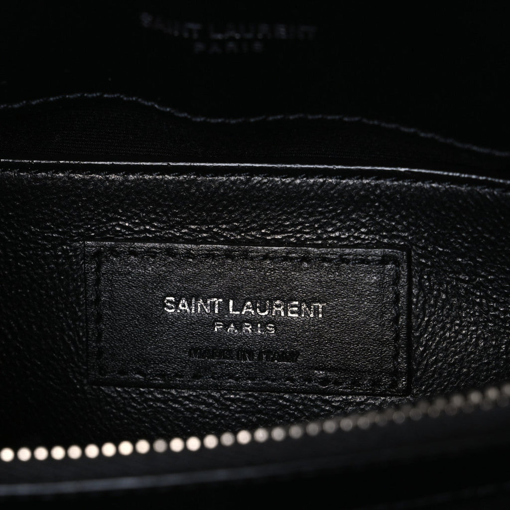 Calfskin Y Quilted Monogram Small Loulou Chain Satchel Black