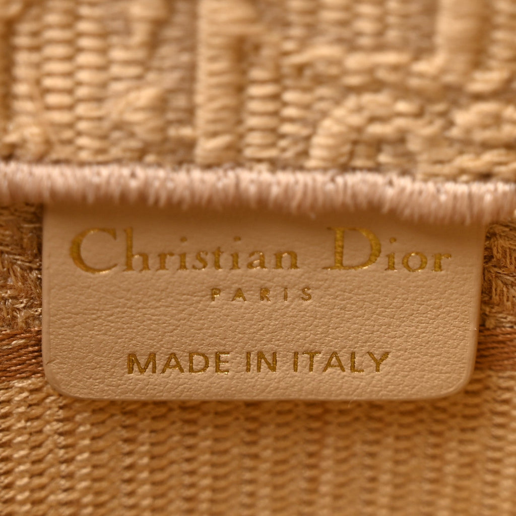 Raffia Oblique Mini Toile De Jouy Book Tote With Strap Beige