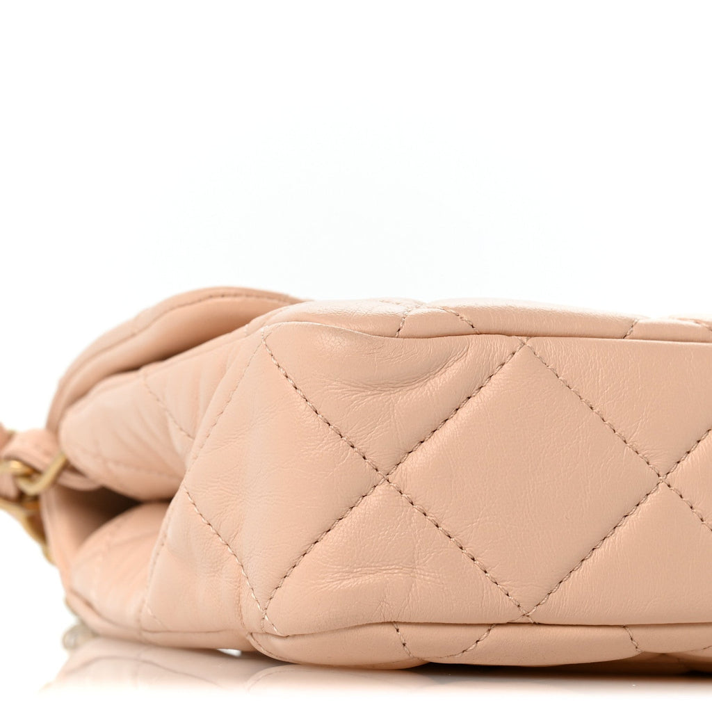 Lambskin Quilted Medium Fancy Jewel Flap Pink