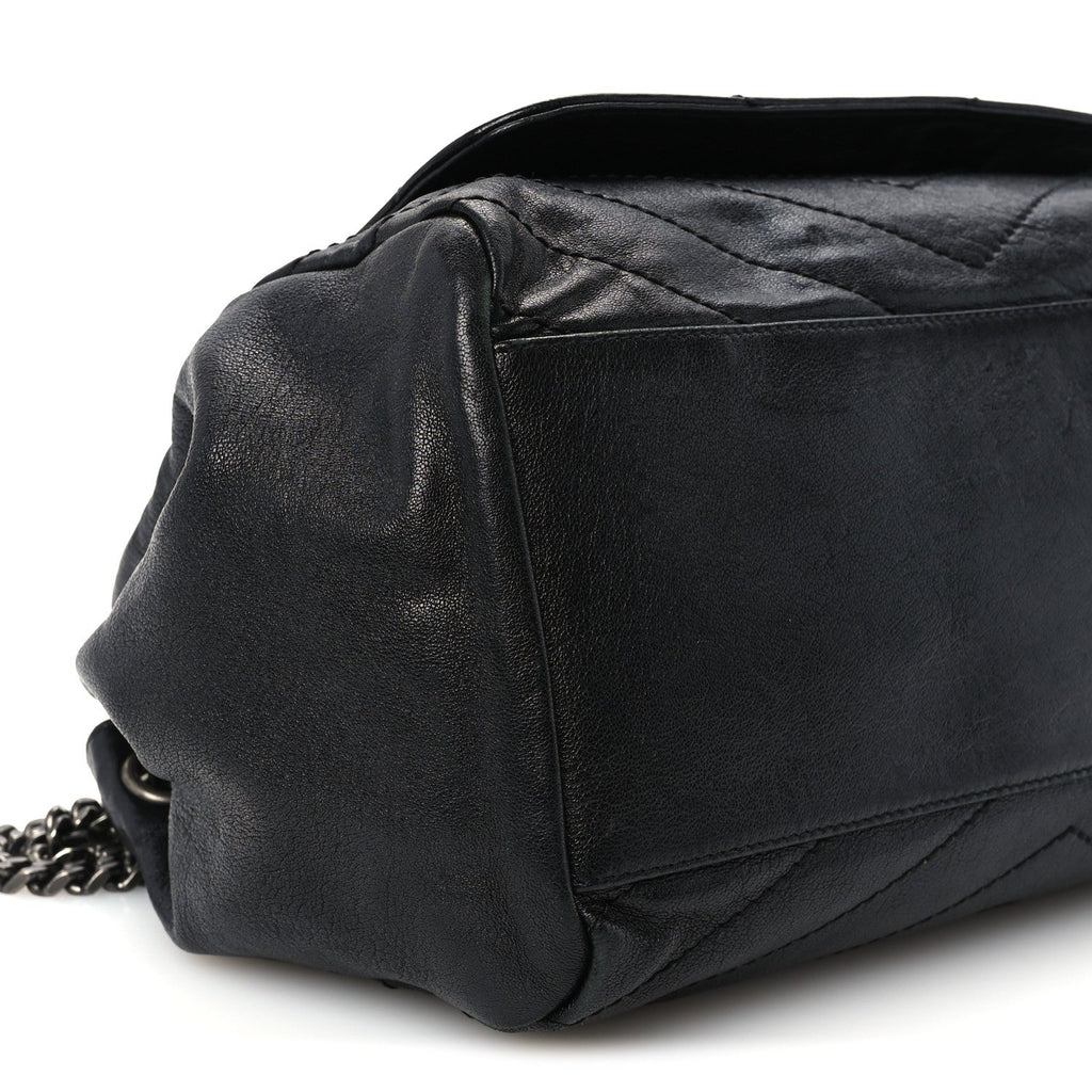 Vintage Lambskin Chevron Monogram Medium Nolita Black