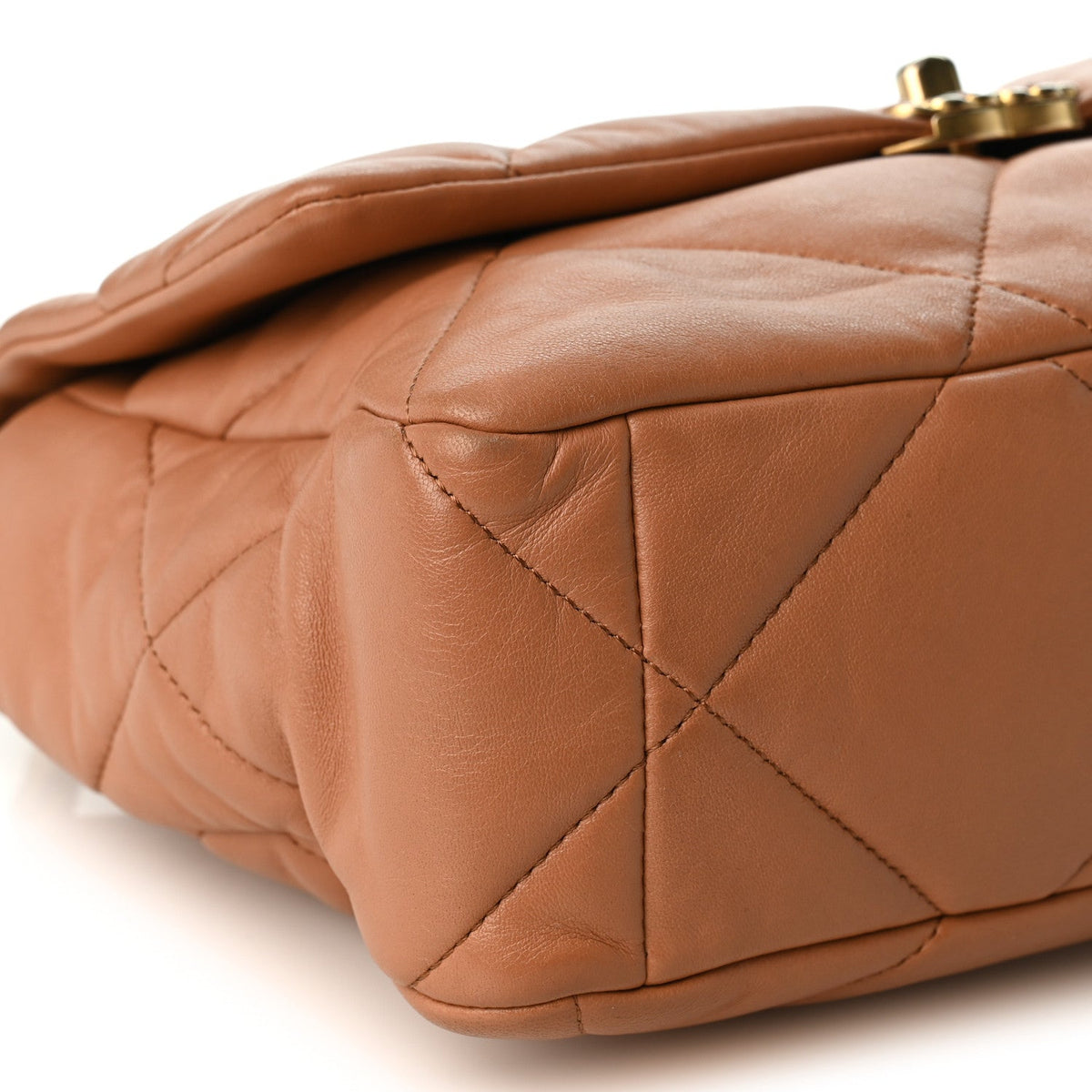 Lambskin Quilted Large Chanel 19 Flap Brown