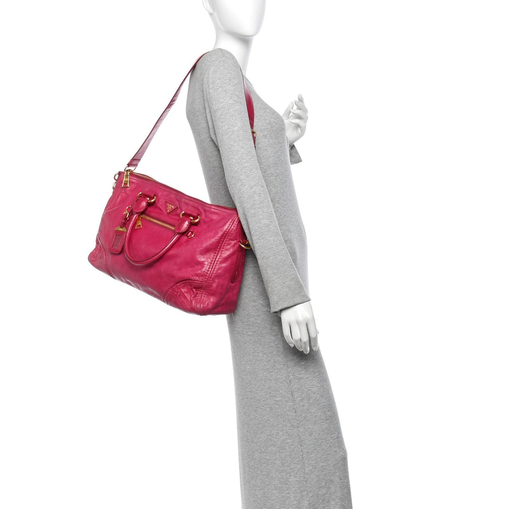 Vitello Shine Zip Tote Pink