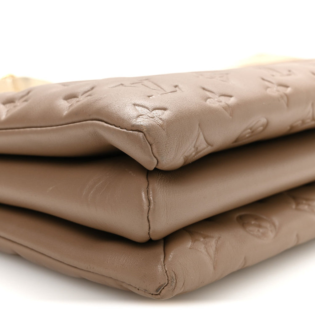 Lambskin Embossed Monogram Coussin MM Taupe