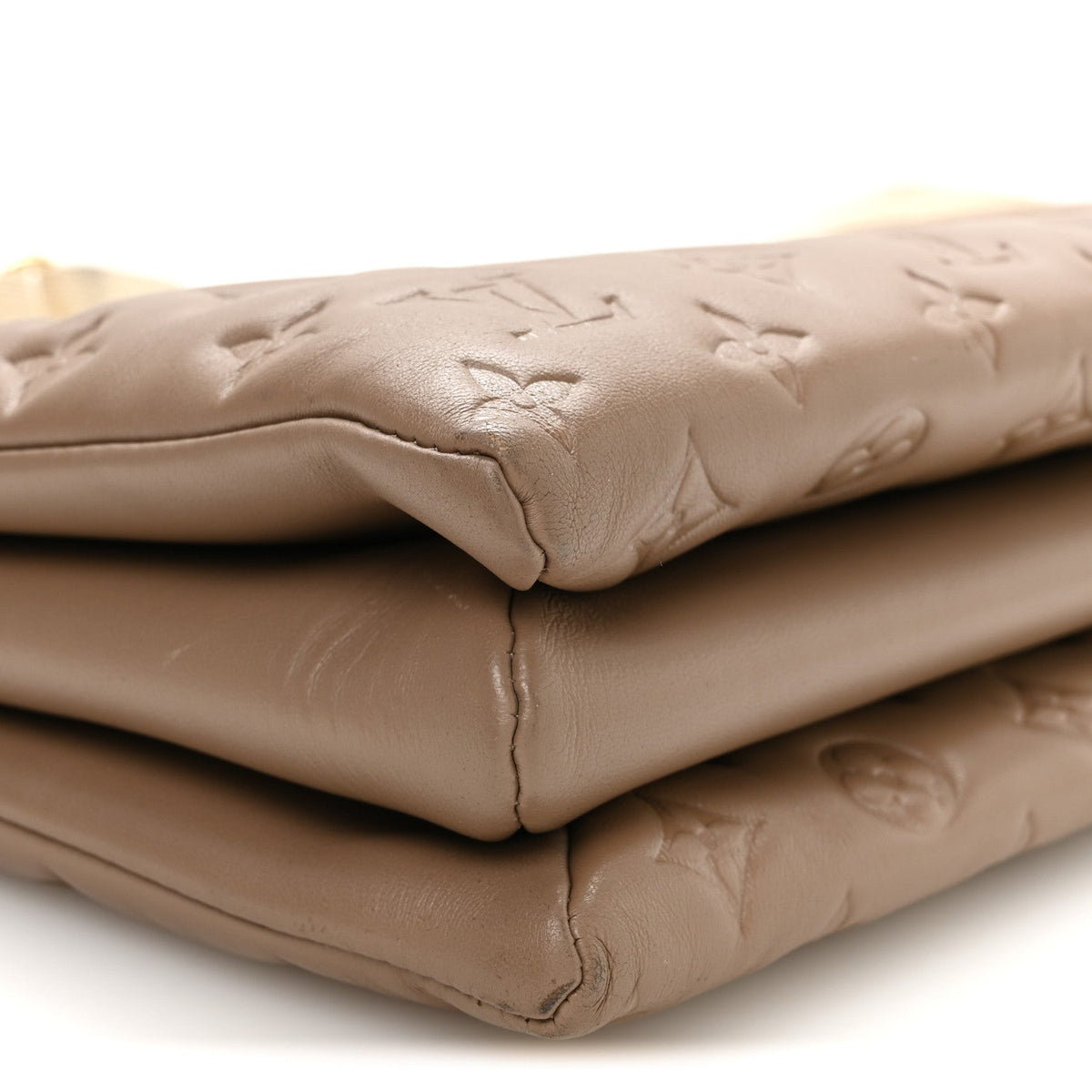 Lambskin Embossed Monogram Coussin MM Taupe