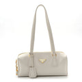 Soft Grain Medium Top Handle Bag With Padlock Bianco