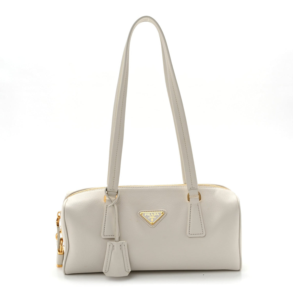 Soft Grain Medium Top Handle Bag With Padlock Bianco