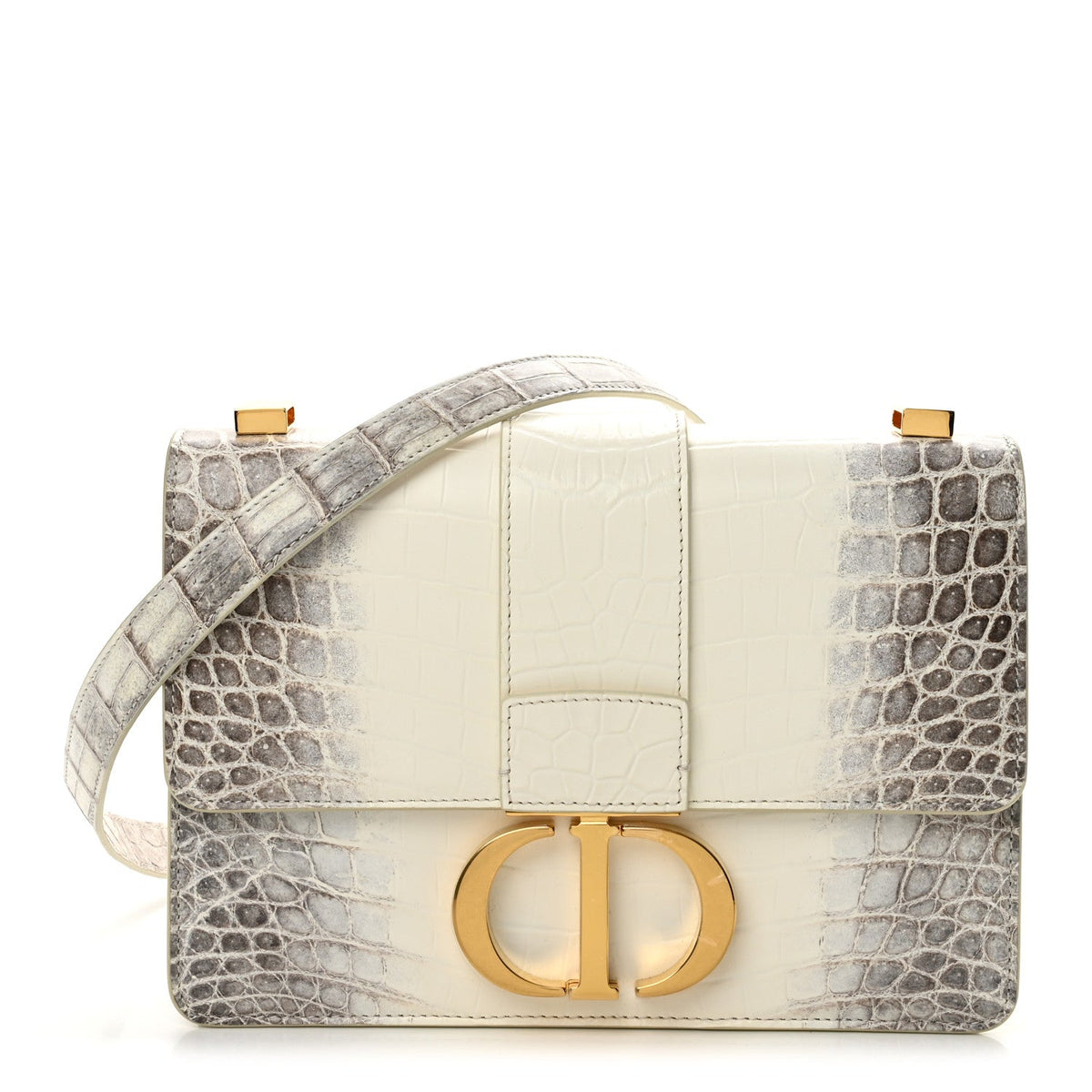 Niloticus Crocodile Himalaya 30 Montaigne Flap Bag Latte