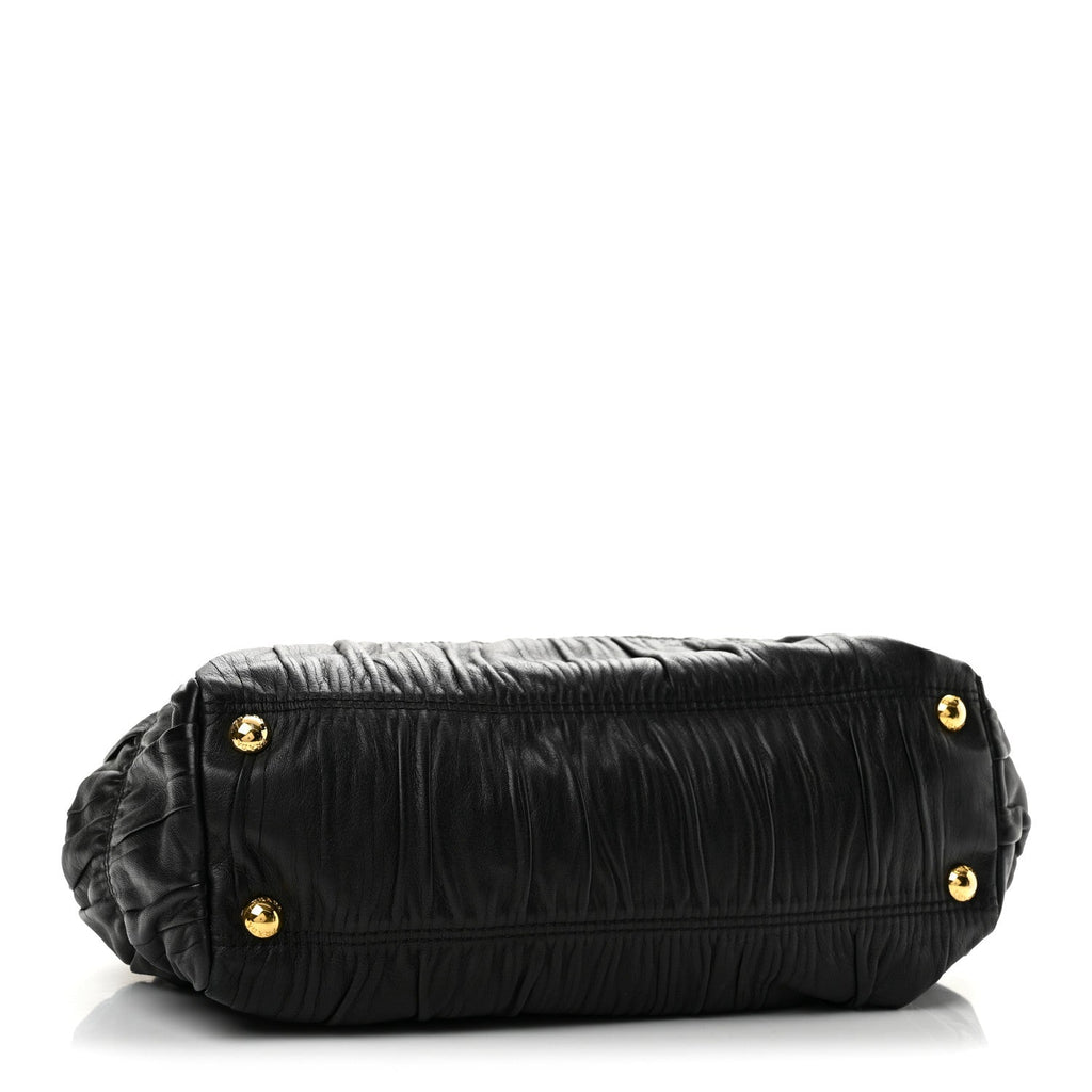 Nappa Dressy Gaufre Framed Tote Black