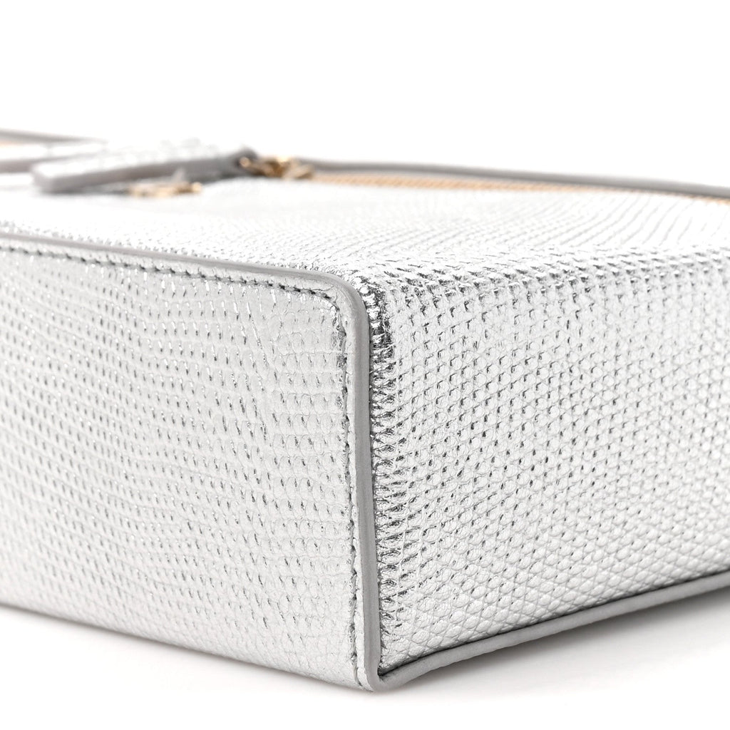 Lizard Embossed Calfskin Exoticoco Long Vanity With Chain Silvery