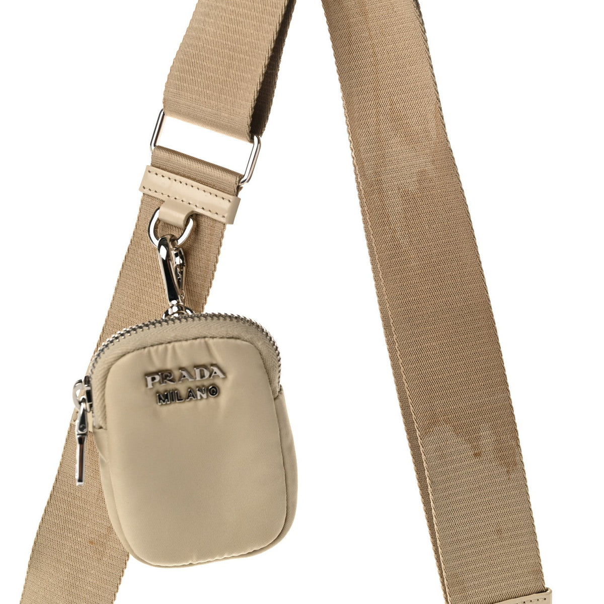 Re-Nylon Spazzolato Double Pocket Buckle Shoulder Bag Deserto