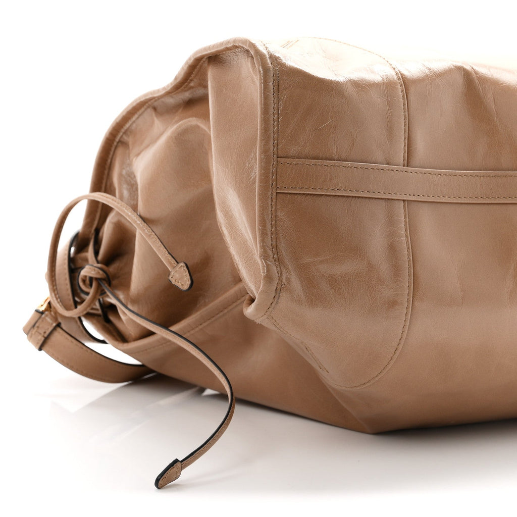 Glossy Calfskin Triangle Extra Large Bonnie Shoulder Bag Cameo
