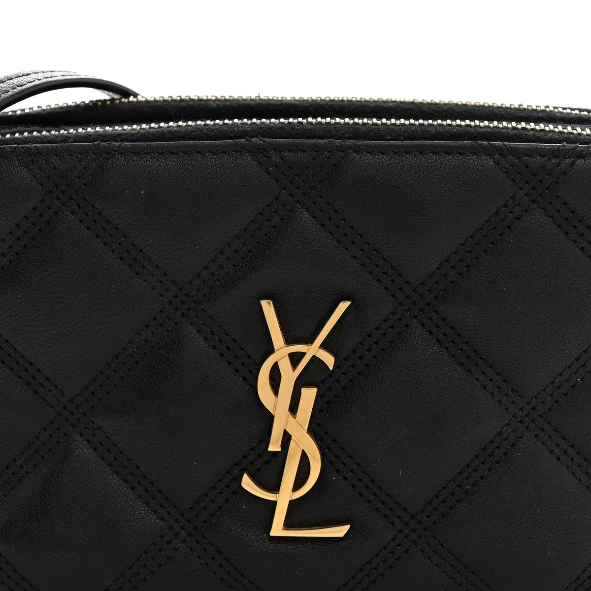 Grained Lambskin Quilted Mini Becky Double Zip Bag Black