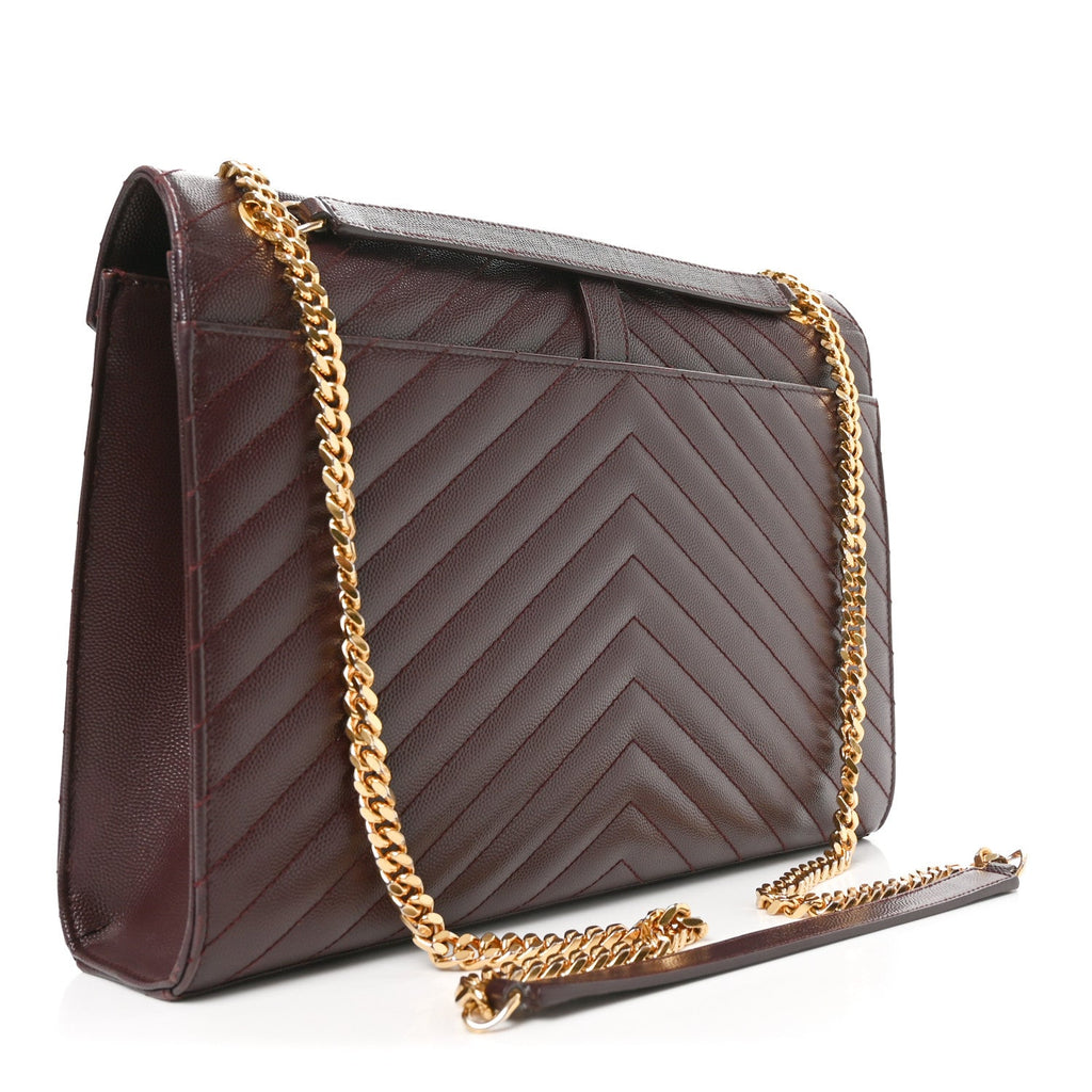 Grain De Poudre Matelasse Chevron Large Monogram Satchel Amaranto