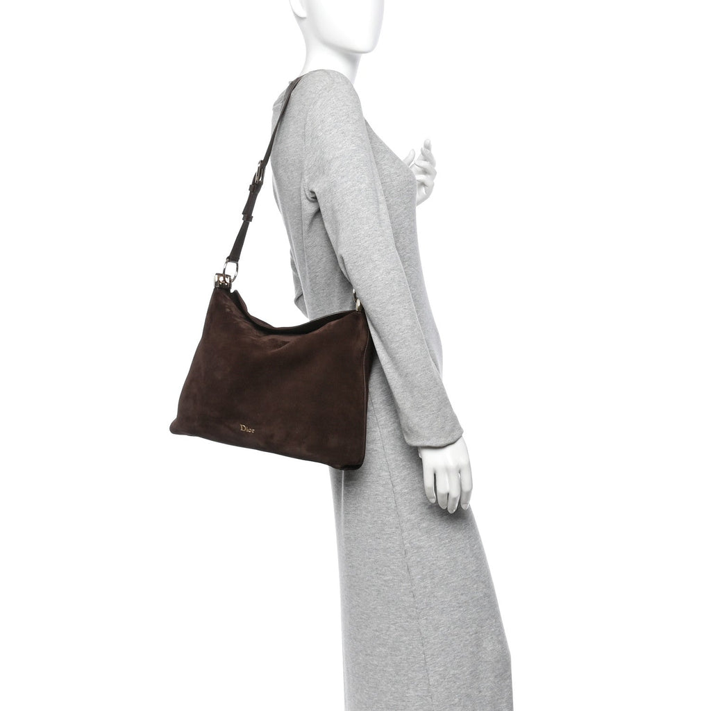 Suede Calfskin Medium Diorly Bag Chocolate
