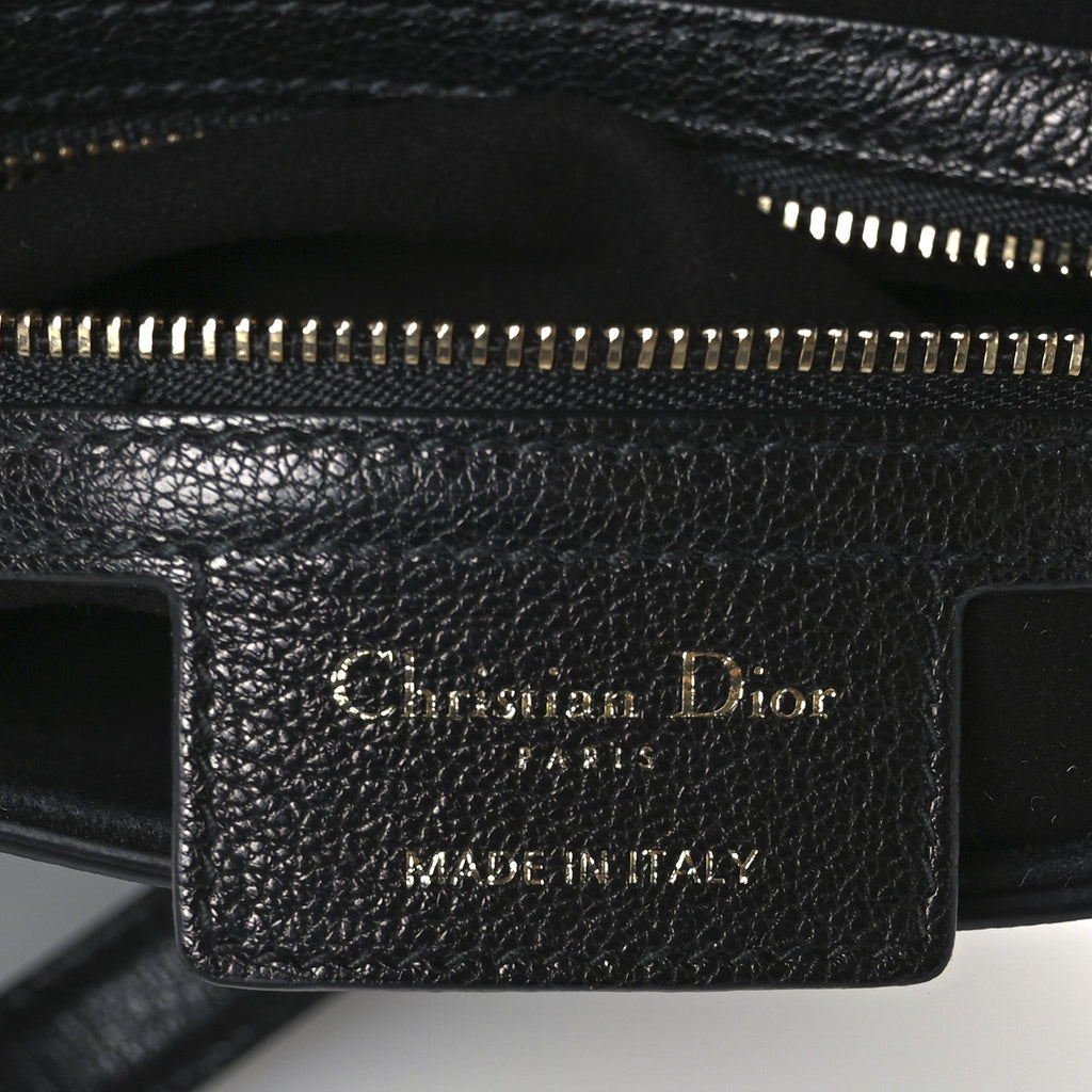 Shiny Goatskin Saddle Bag With Strap Black