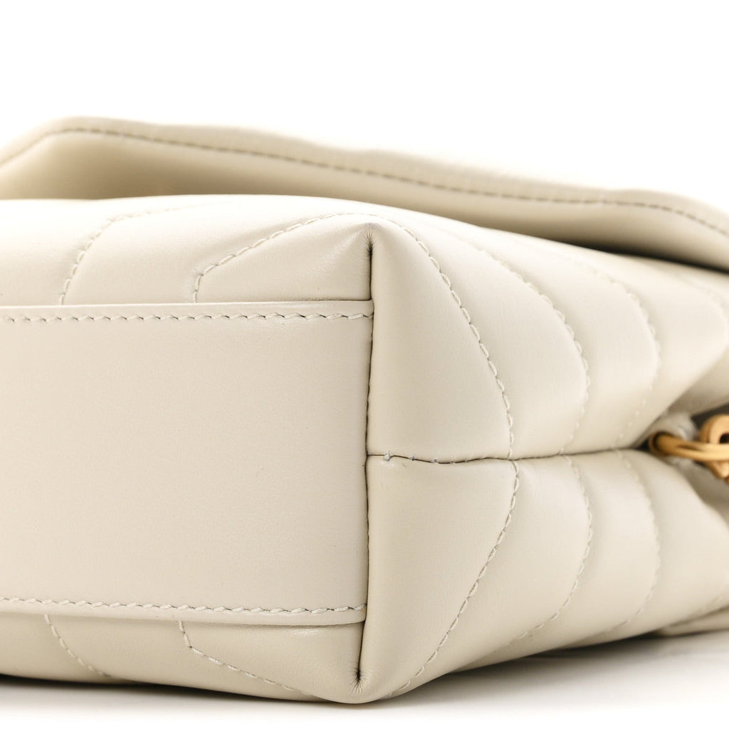 Calfskin Y Quilted Monogram Toy Loulou Crossbody Bag Blanc Vintage