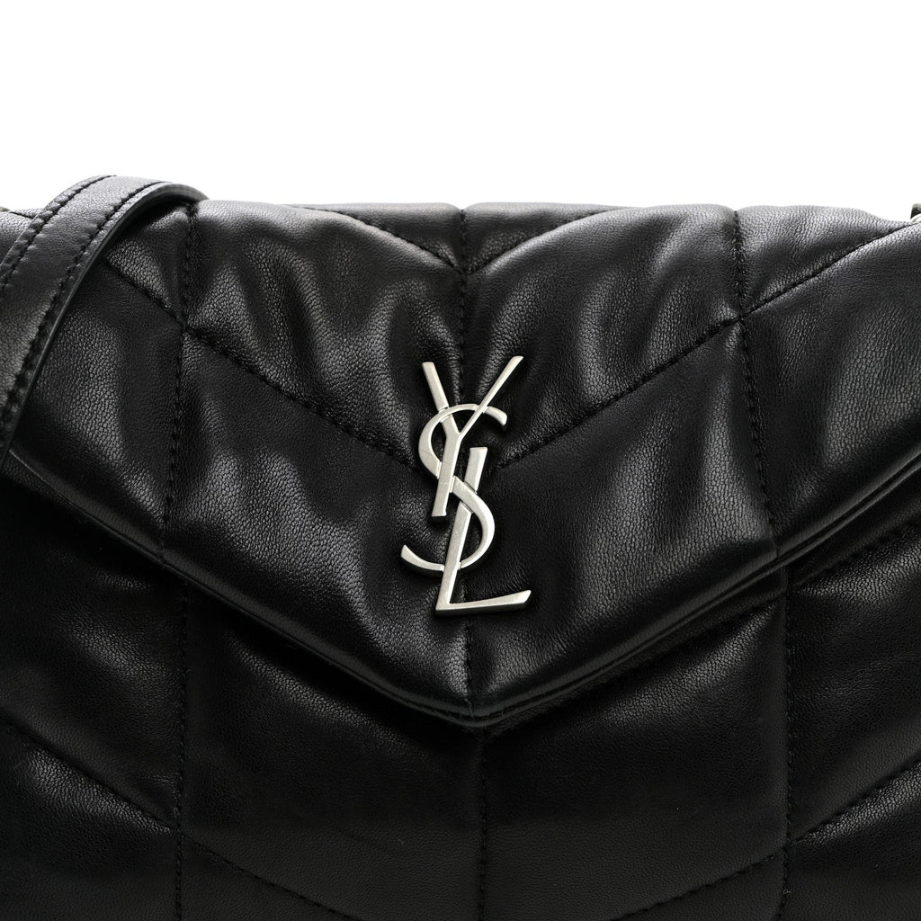 Lambskin Quilted Toy Loulou Puffer Monogram Chain Satchel Black