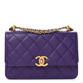 Calfskin Quilted Perfect Fit Flap Purple