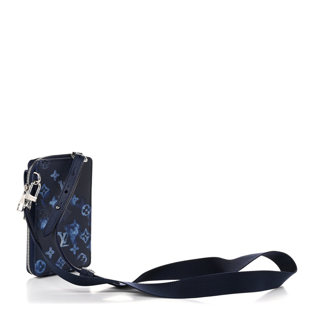 Monogram Ink Watercolor Phone Pouch Blue