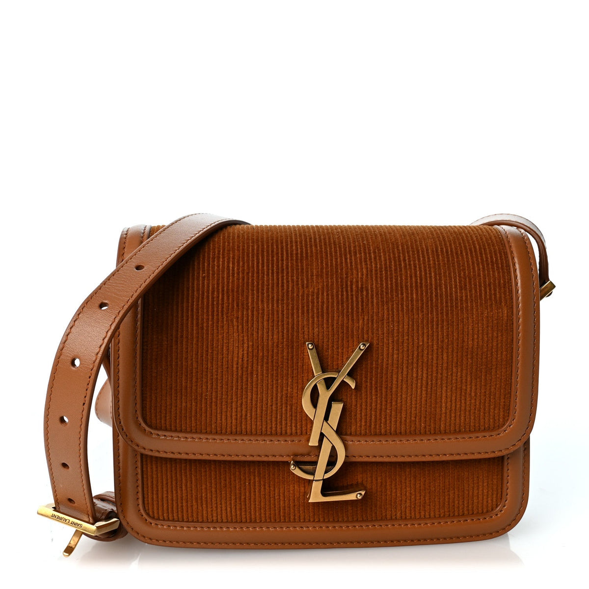 Courduroy Small Solferino Satchel Brown