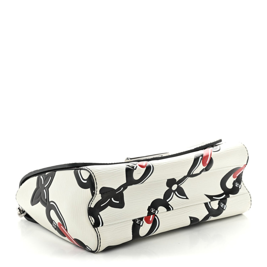 Epi Chain Flower Twist Shoulder Bag MM White