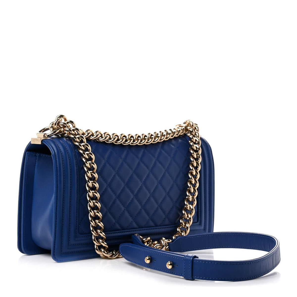 Calfskin Quilted Medium Boy Flap Blue