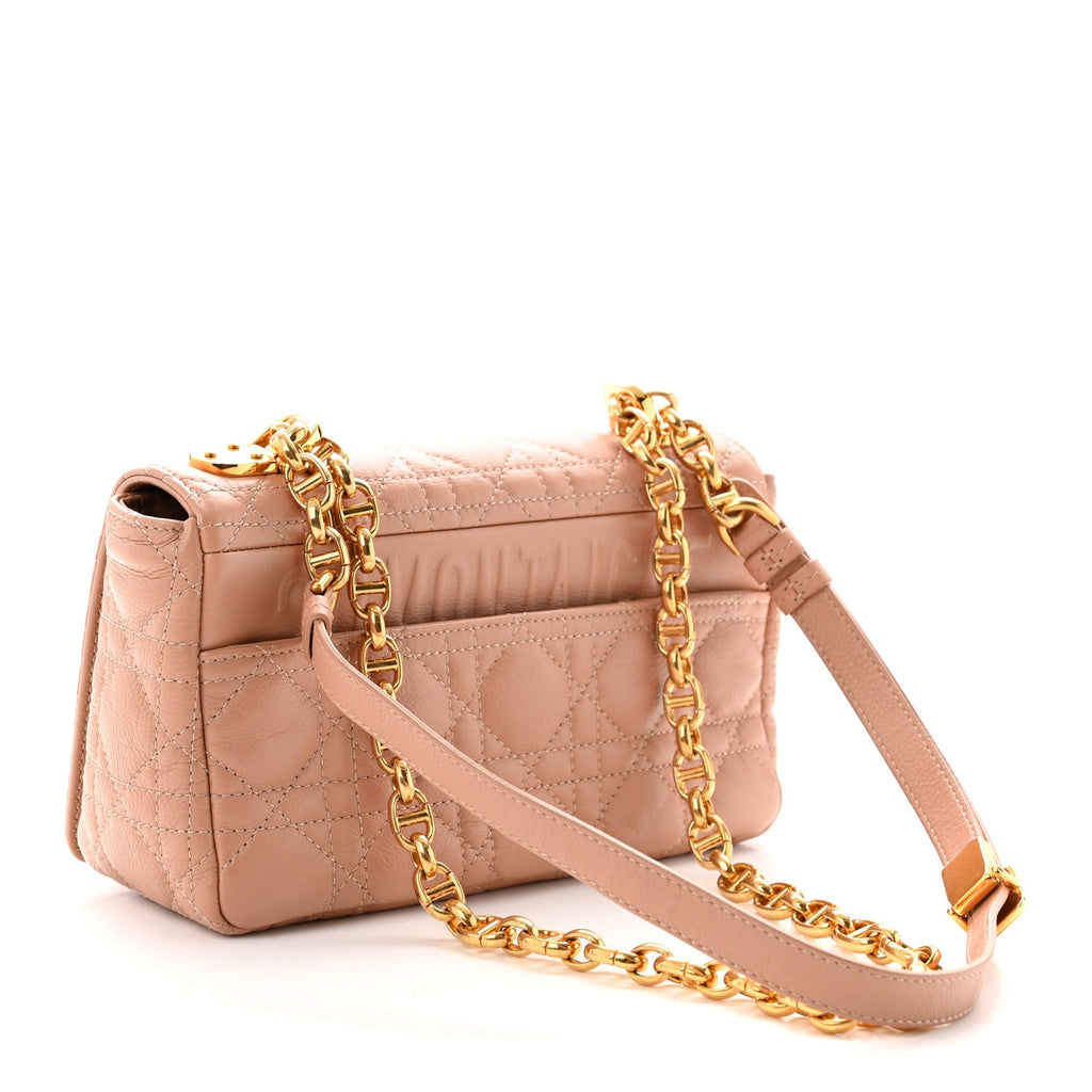 Calfskin Cannage Small Caro Bag  Rose De Vents