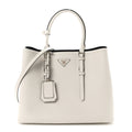 Saffiano Cuir Medium Double Handle Tote Talco Black