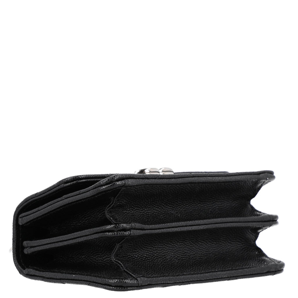Caviar Quilted Pick Me Up Clutch With Chain Black