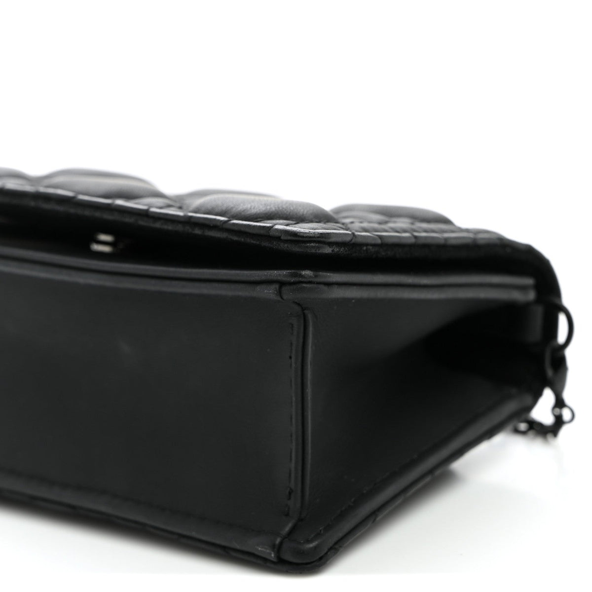 Ultra Matte Calfskin Cannage Nano Lady Dior Pouch Black