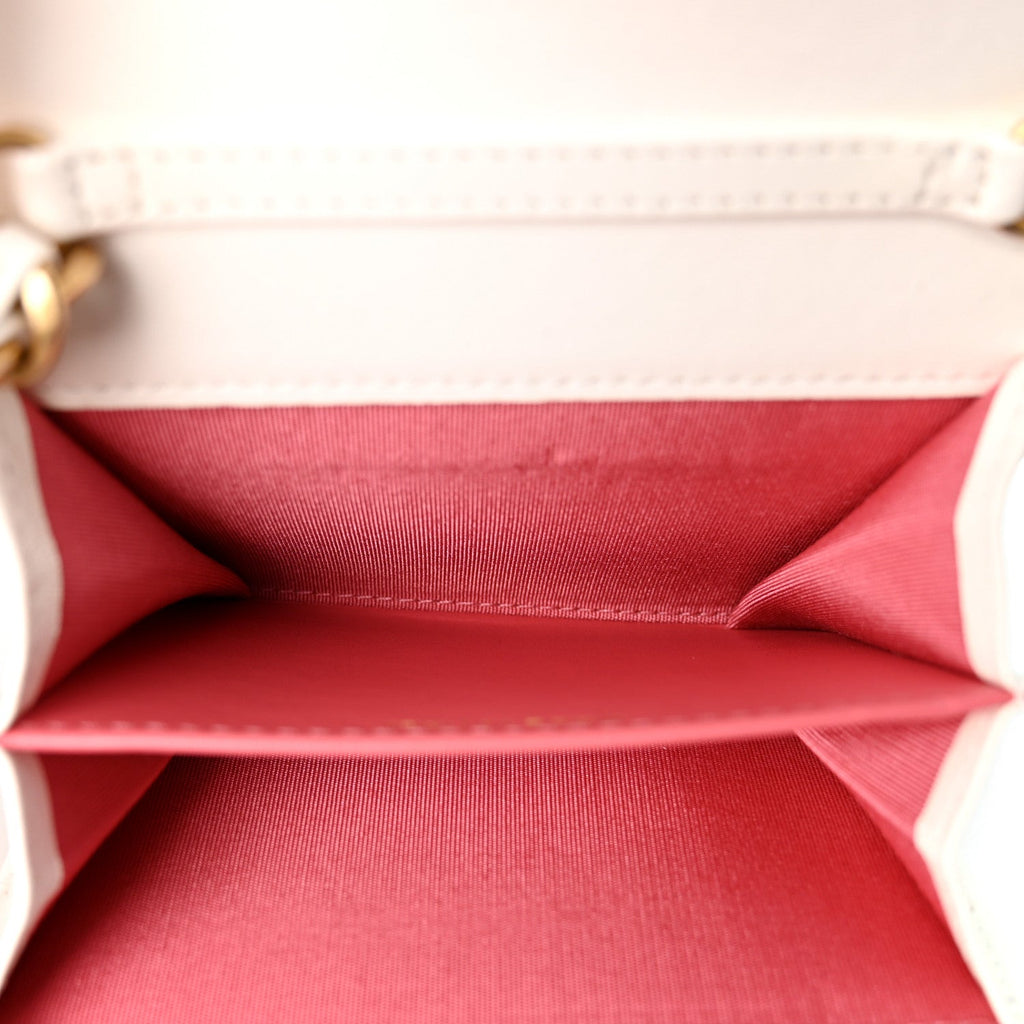 Lambskin Quilted Chanel 19 Flap Coin Purse With Chain White