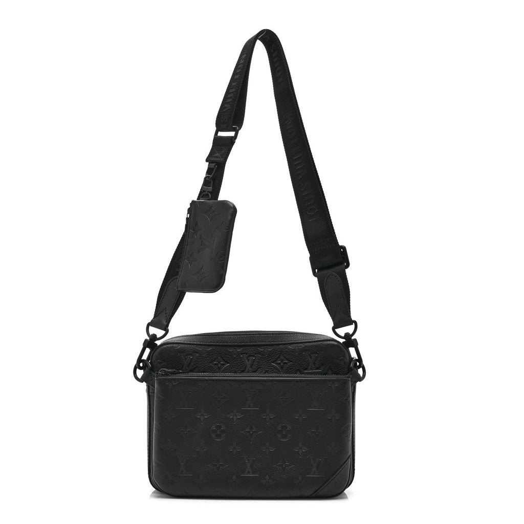 Calfskin Monogram Shadow Trio Messenger Black