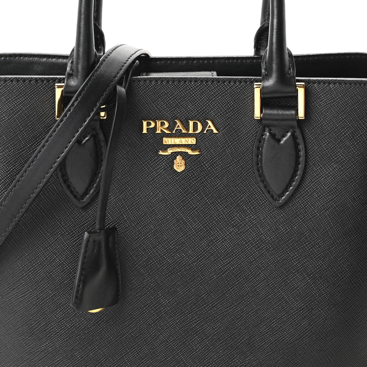 Saffiano Soft Calfskin Small Zippered Tote Black