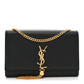 Smooth Calfskin Medium Classic Monogram Kate Tassel Satchel Black