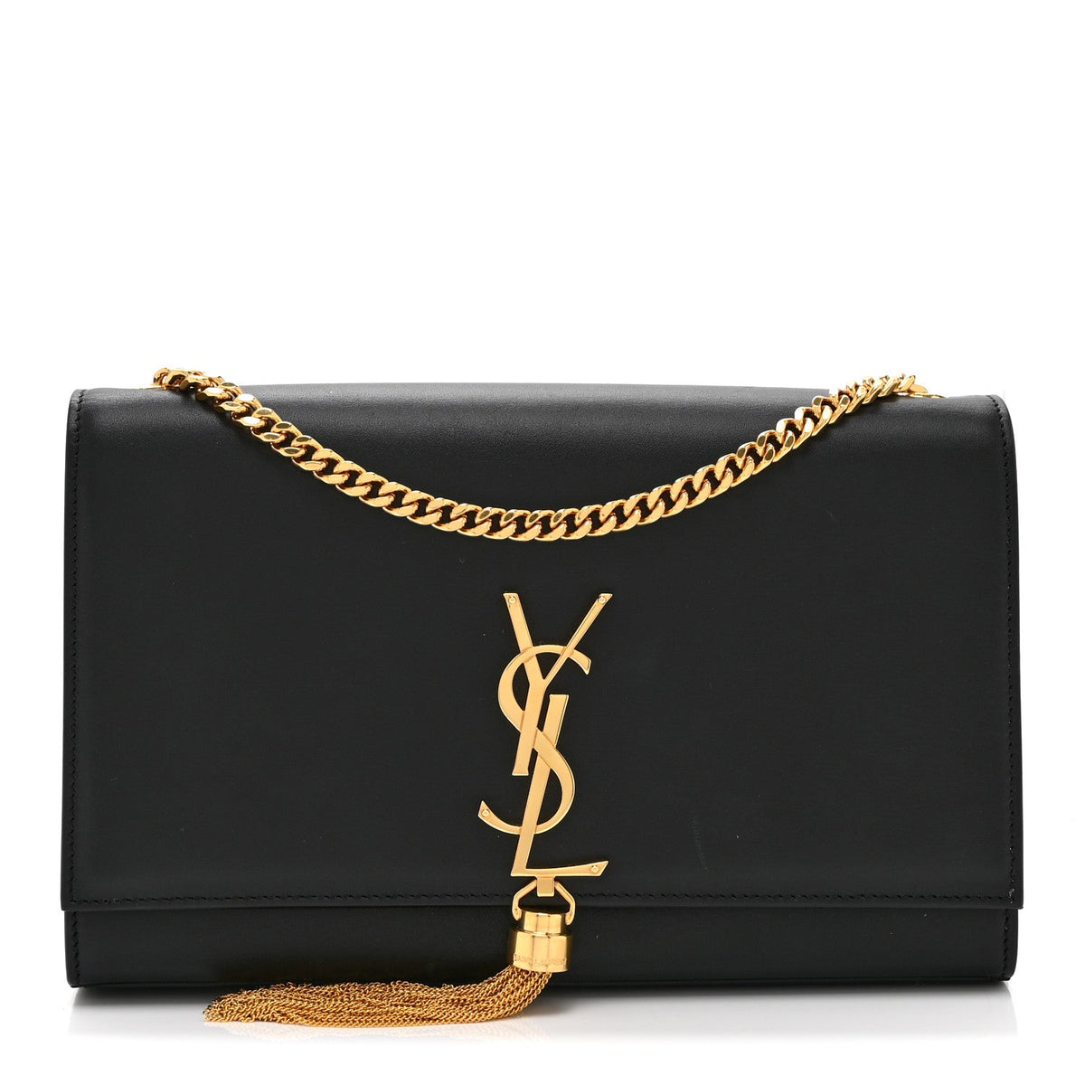Smooth Calfskin Medium Classic Monogram Kate Tassel Satchel Black