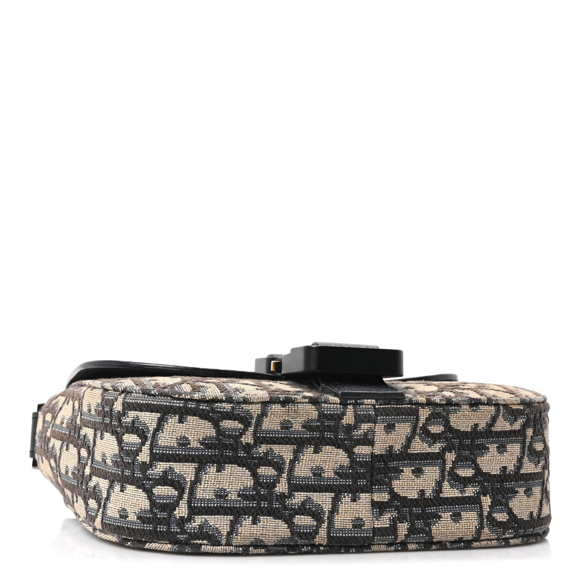 Grained Calfskin Oblique Mini Saddle Messenger Bag With Flap Beige Black