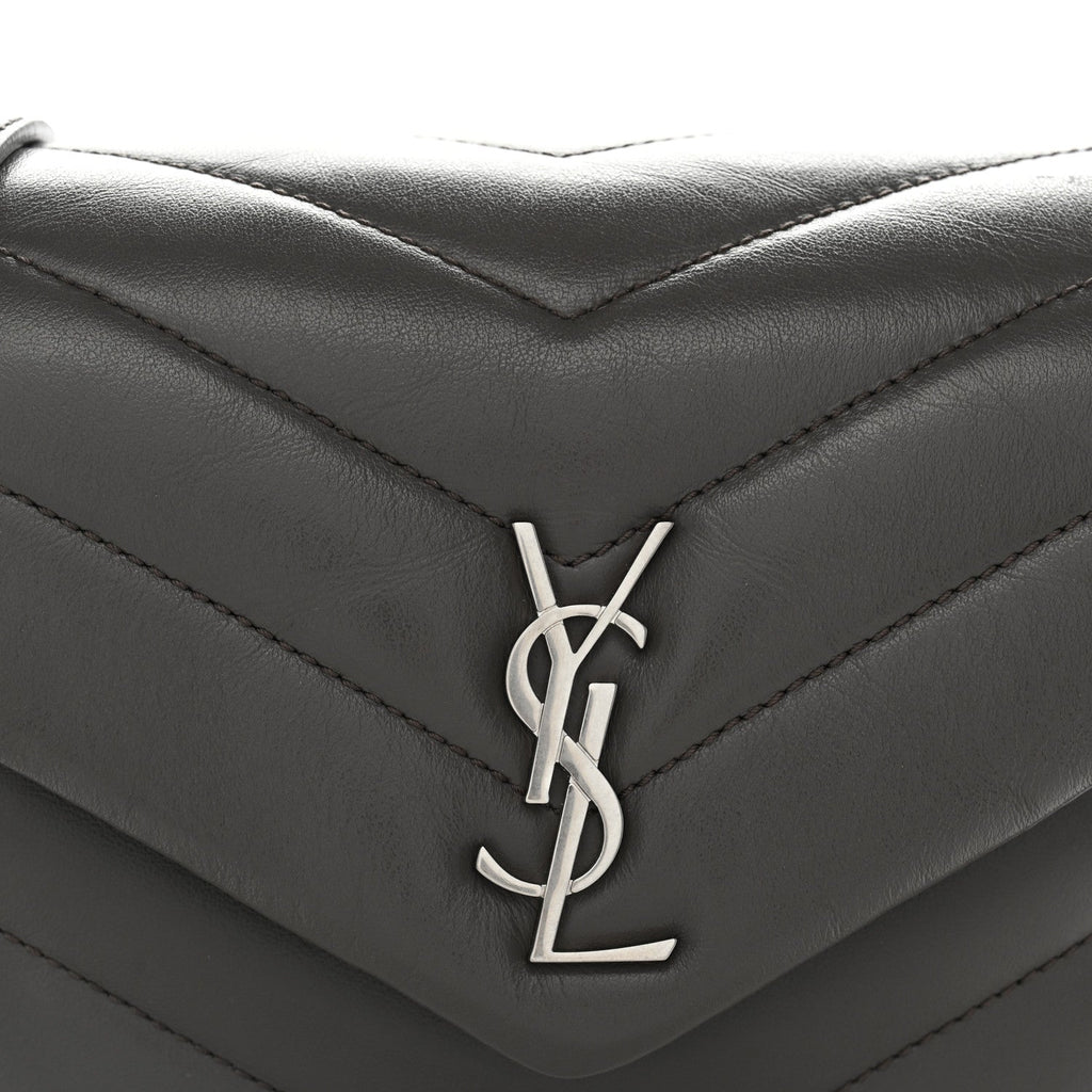 Calfskin Y Quilted Monogram Toy Loulou Crossbody Bag Grey Kaki