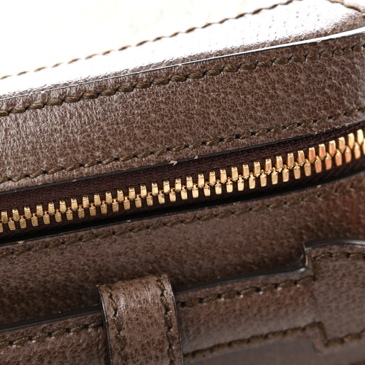 GG Supreme Monogram Web Small Ophidia Top Handle Shoulder Bag Brown