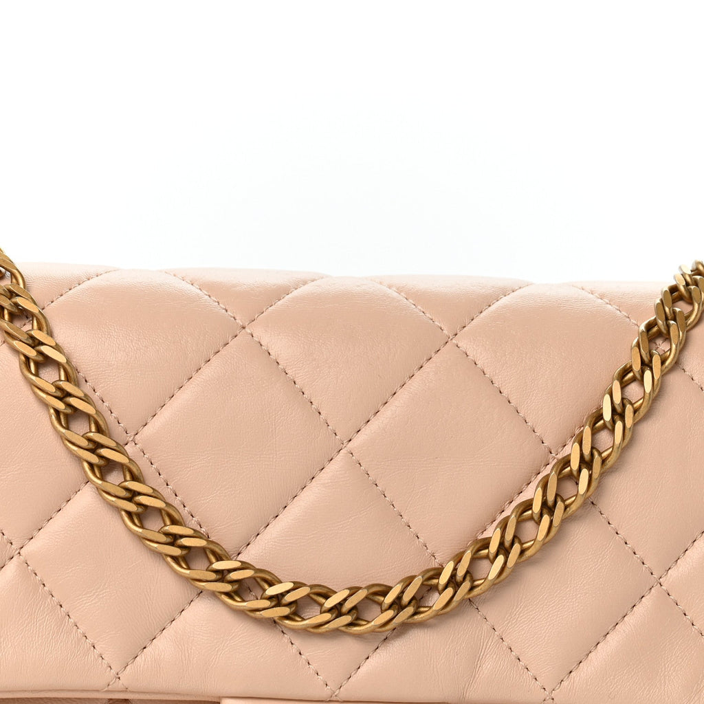 Lambskin Quilted Medium Fancy Jewel Flap Pink
