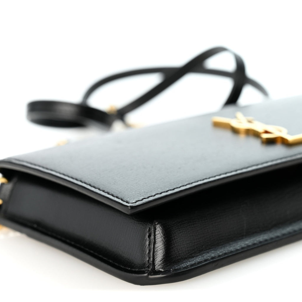 Grained Calfskin Monogram Phone Holder Crossbody Black