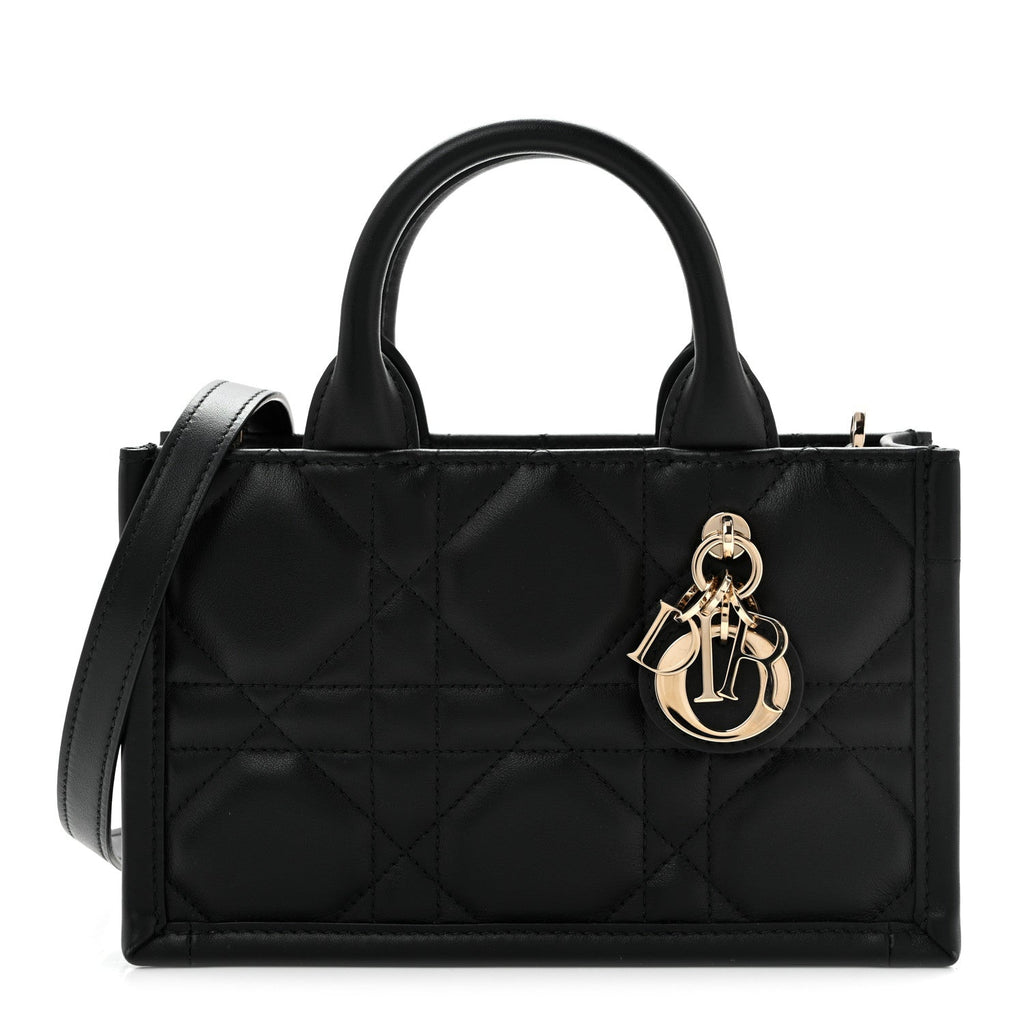 Calfskin Macrocannage Mini Book Tote Black